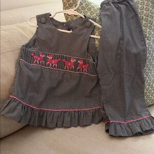 Smocked Black and Pink Gingham Matching Set